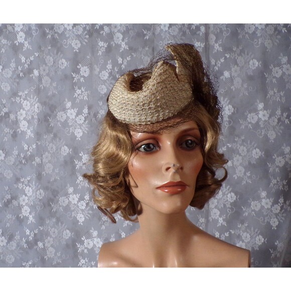 Vintage 40s Tilt Hat 1940s Retro Dramatic Film Noir Femme Fatale Rockabilly main image 6